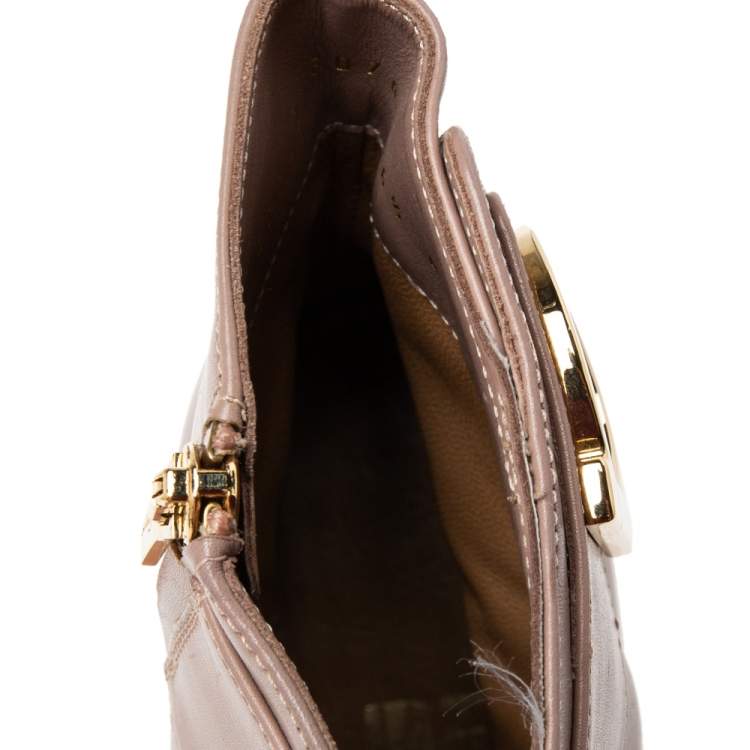 Pre Owned Salvatore Ferragamo Beige Leather Gancini Ankle Boots Size 37