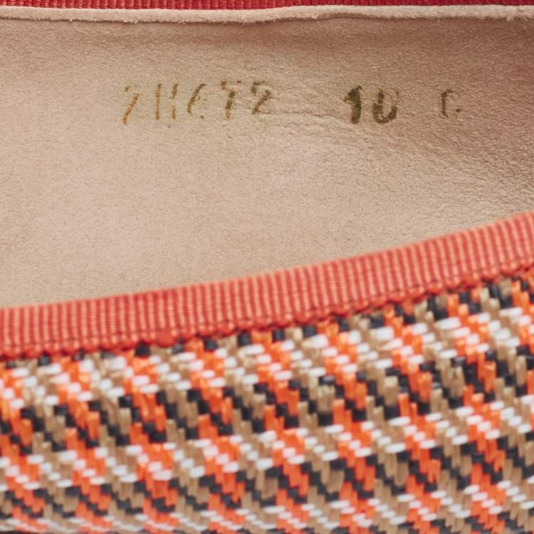 Pre Owned Salvatore Ferragamo Tri-Color Woven Straw and Leather Bow Ballet Flats Size 40.5