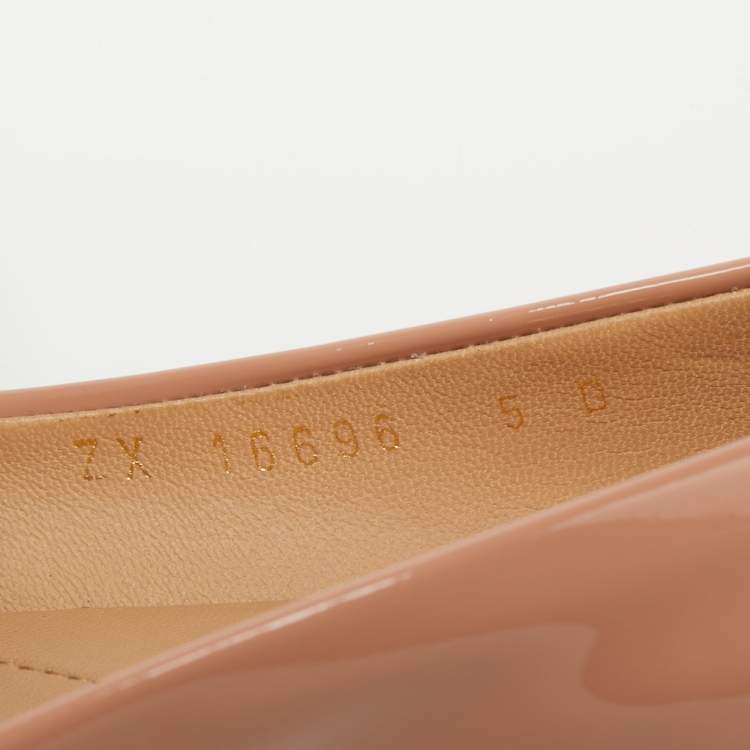 Pre Owned Salvatore Ferragamo Pink Patent Leather Vara Bow Ballet Flats Size 35.5 