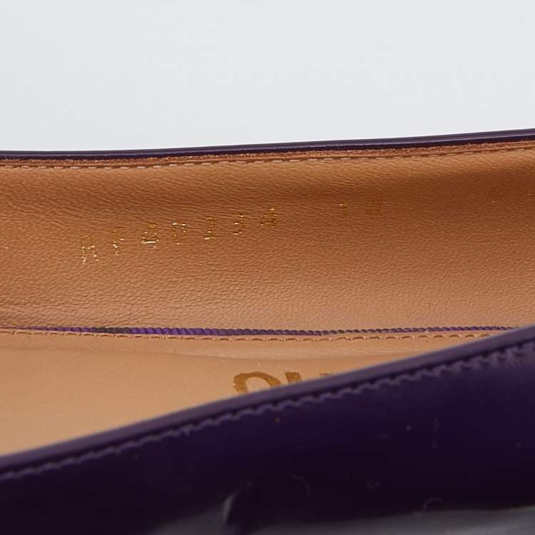 Pre Owned Salvatore Ferragamo Purple Patent Leather Vara Bow Ballet Flats Size 39