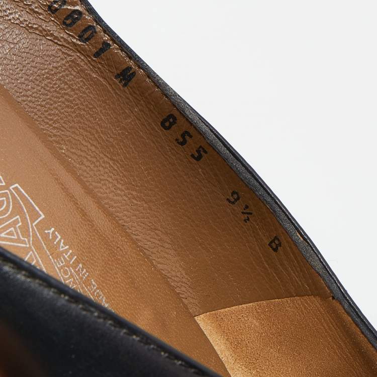 Pre Owned Salvatore Ferragamo Black Leather Square Toe Pumps Size 40