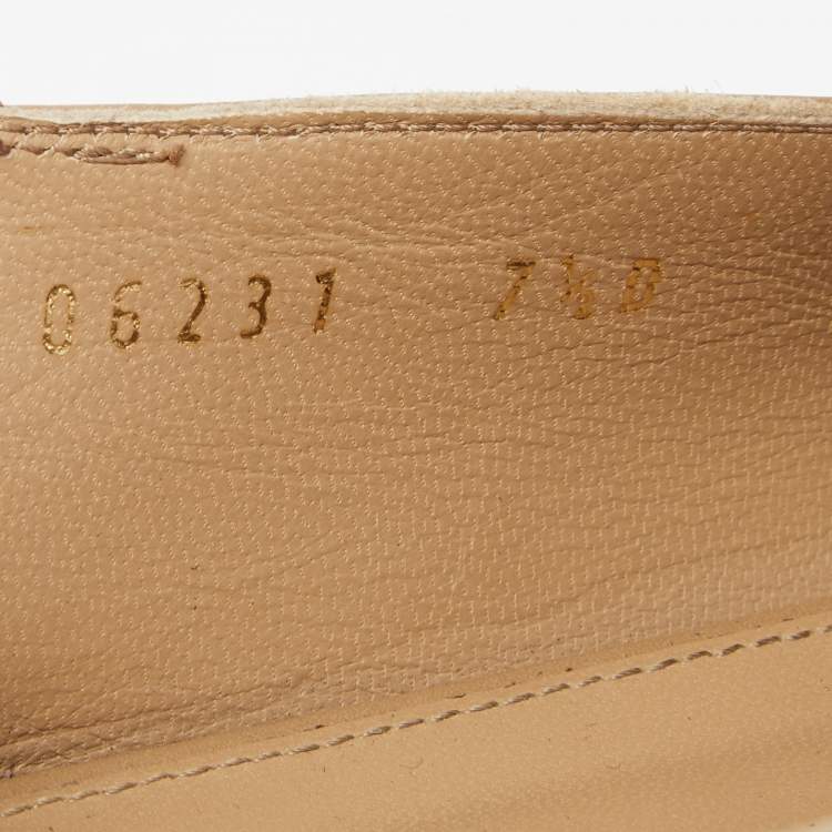 Pre Owned Salvatore Ferragamo Beige Leather Lana Loafers Size 38