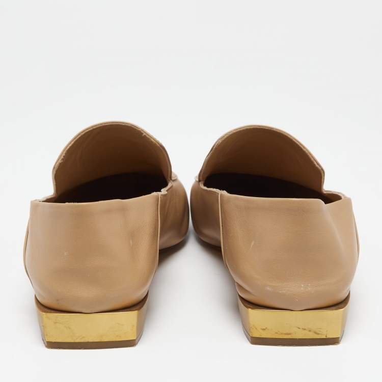 Pre Owned Salvatore Ferragamo Beige Leather Lana Loafers Size 38