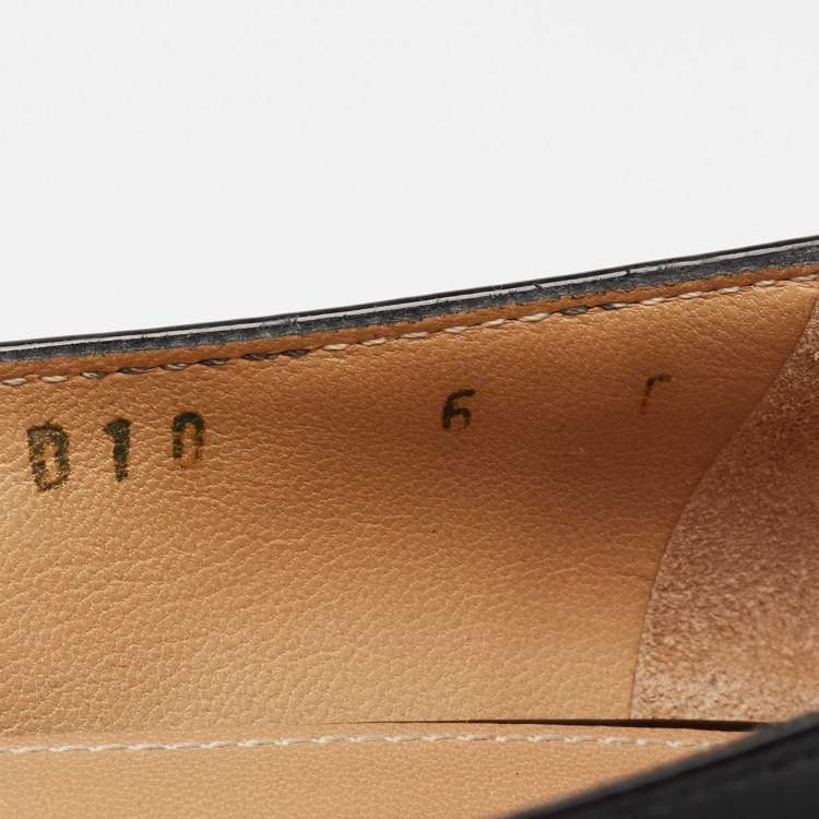 Pre Owned Salvatore Ferragamo Black Patent Leather Rebi Gancio Ballet Flats Size 36.5