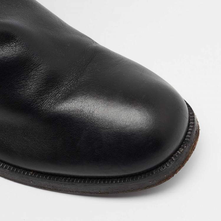 Pre Owned Salvatore Ferragamo Black Leather Knee Length Boots Size 37.5