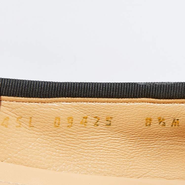 Pre Owned Salvatore Ferragamo Black Quilted Leather Vara Bow Ballet Flats Size 39