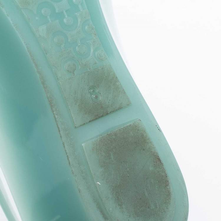Pre Owned Salvatore Ferragamo Light Green Jelly Bermuda Ballet Flats Size 38.5