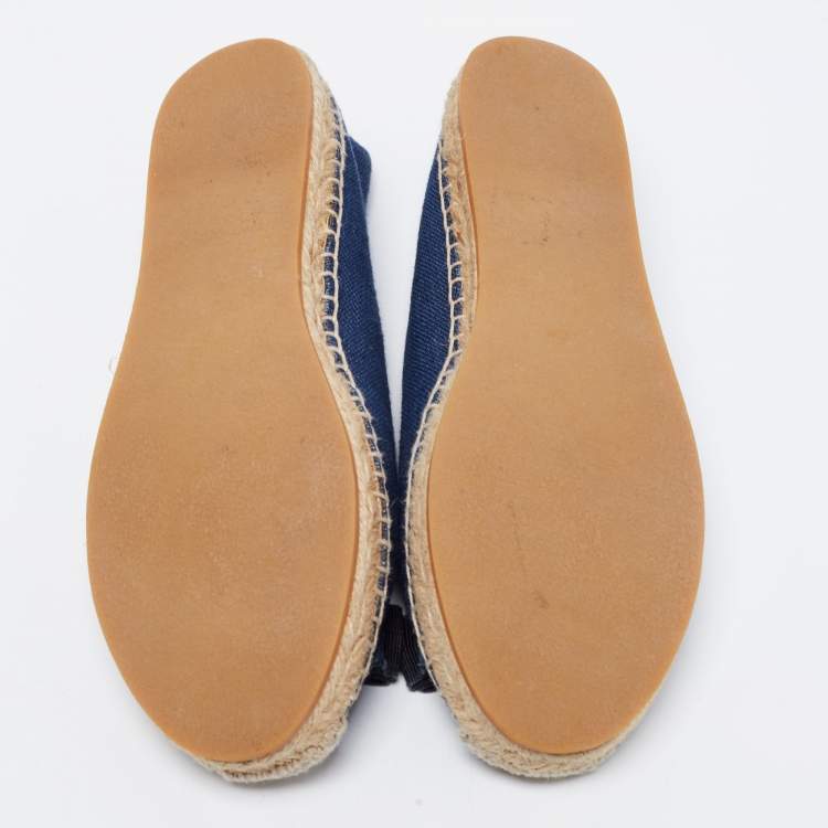Pre Owned Salvatore Ferragamo Blue Denim Mandy Espadrille Flats Size 40.5