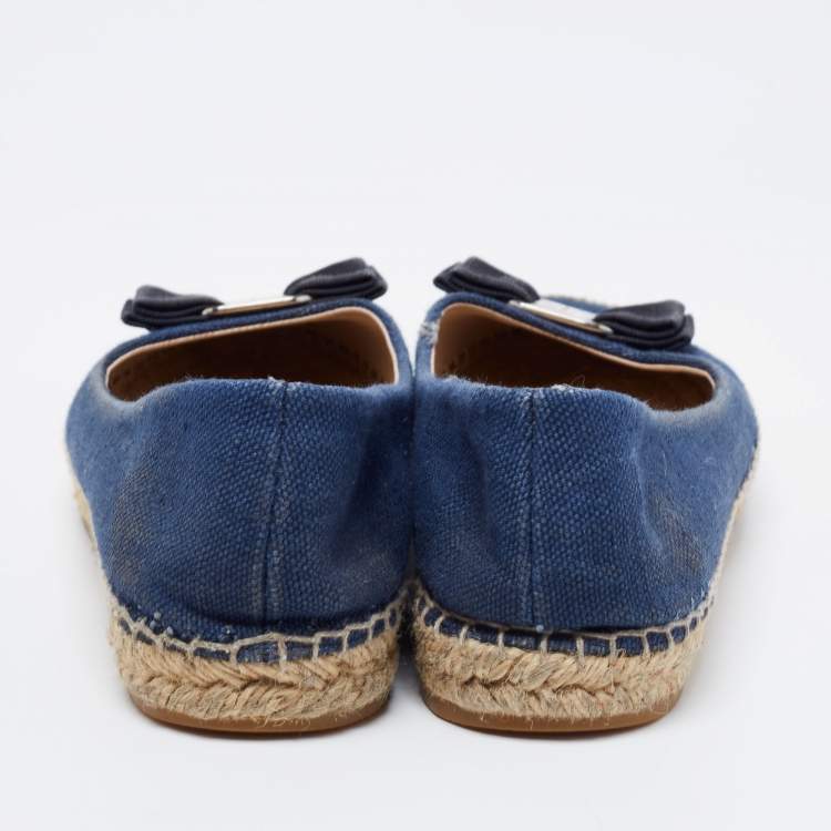 Pre Owned Salvatore Ferragamo Blue Denim Mandy Espadrille Flats Size 40.5