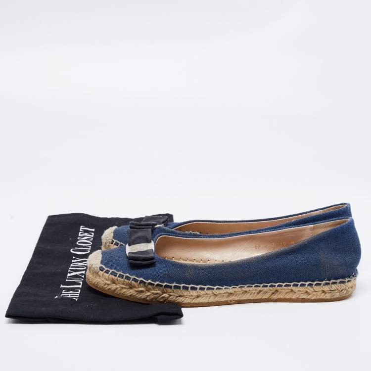 Pre Owned Salvatore Ferragamo Blue Denim Mandy Espadrille Flats Size 40.5