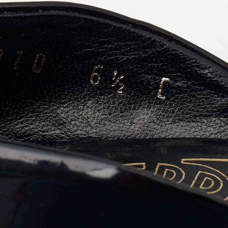 Pre Owned Salvatore Ferragamo Black Patent Leather D'orsay Peep Toe Pumps Size 37