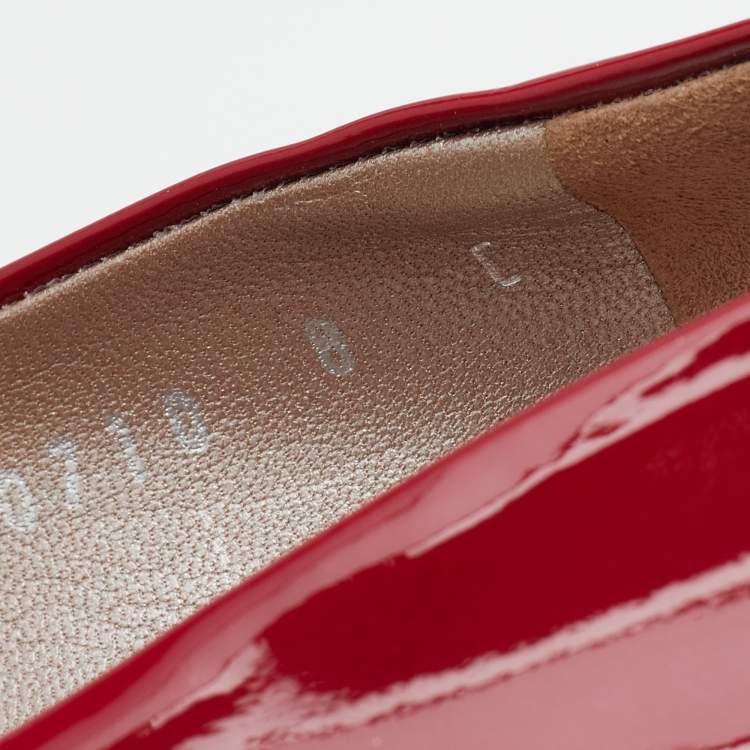 Pre Owned Salvatore Ferragamo Magenta Patent Leather Round Toe Pumps Size 38.5