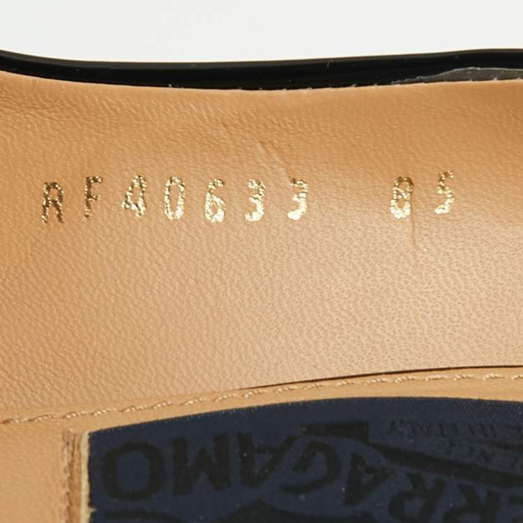 Pre Owned Salvatore Ferragamo Black Patent Leather Ninfea Lucite Block Heel Pumps Size 38.5