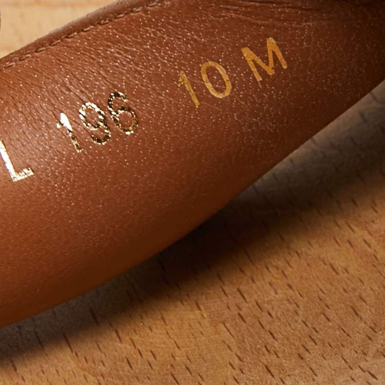 Pre Owned Salvatore Ferragamo Brown Perforated Leather Ganga Clog Ankle Strap Sandals Size 40.5