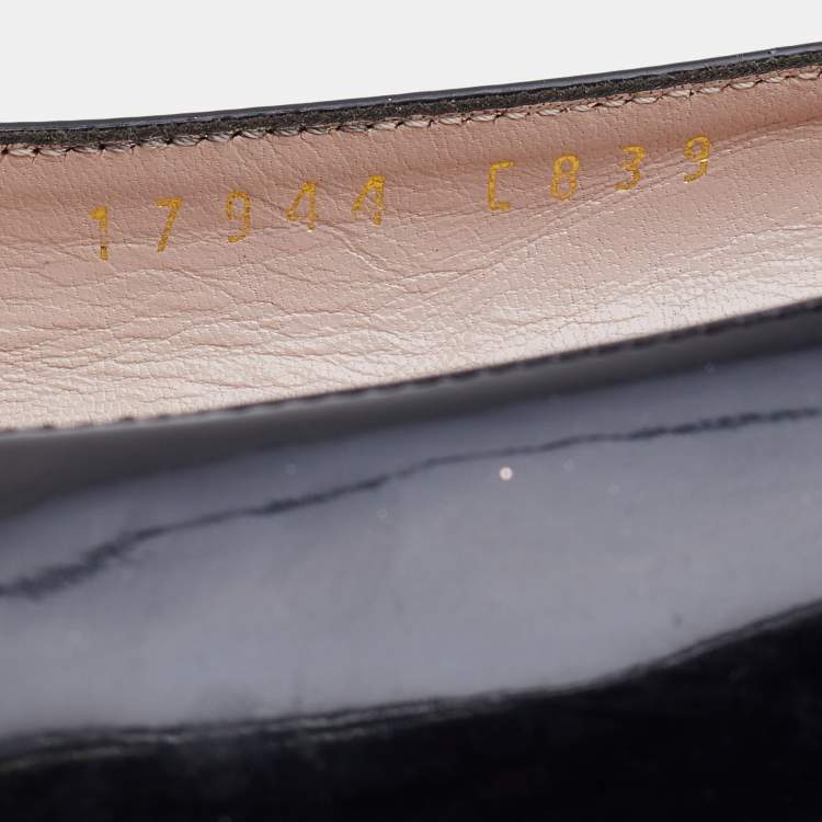 Pre Owned Salvatore Ferragamo Black Patent Leather Black Heel Pumps Size 38