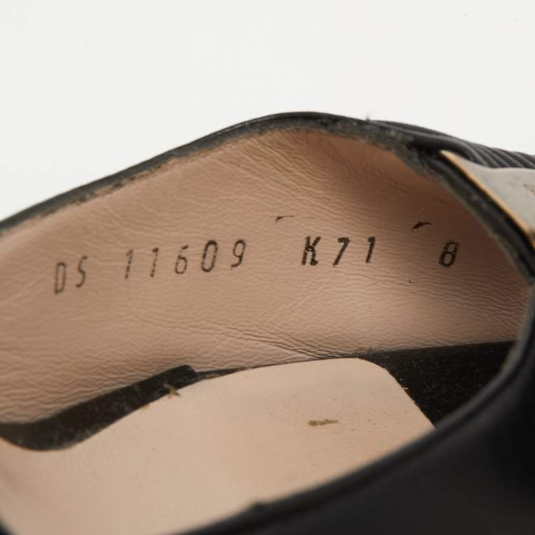 Pre Owned Salvatore Ferragamo Black Leather Bow Detail Slingback Sandals Size 38.5
