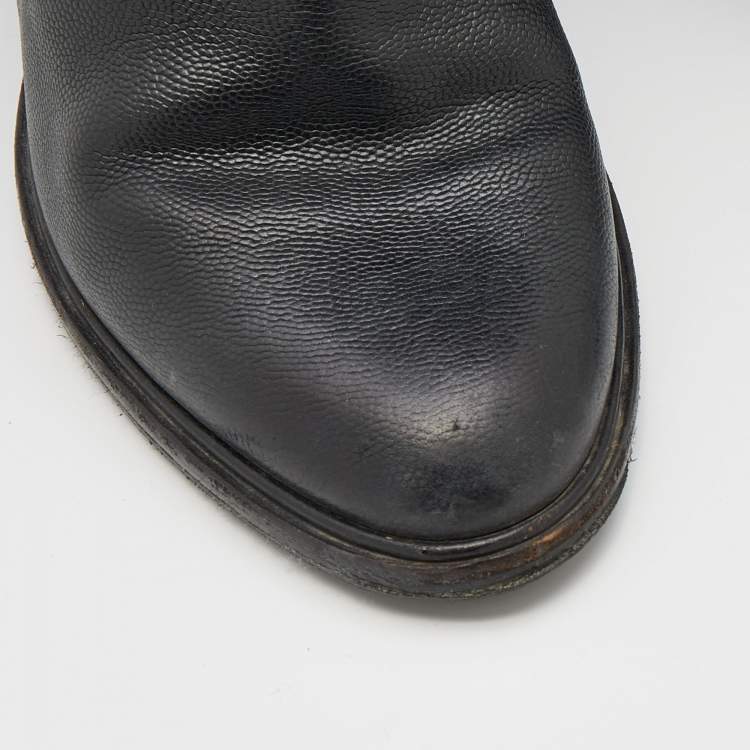 Pre Owned Salvatore Ferragamo Black Leather Knee Length Boots Size 39.5