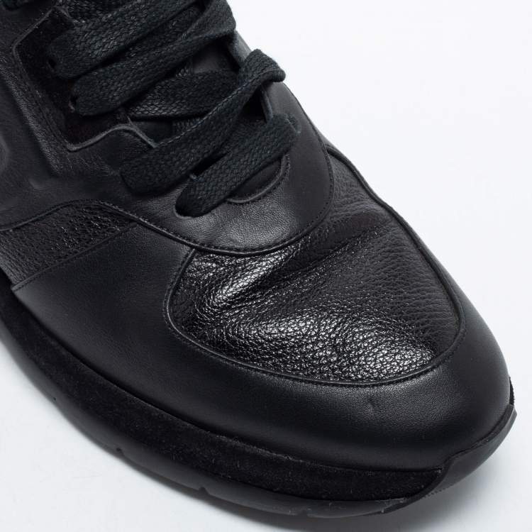 Pre Owned Salvatore Ferragamo Black Leather Low Top Sneakers Size 38