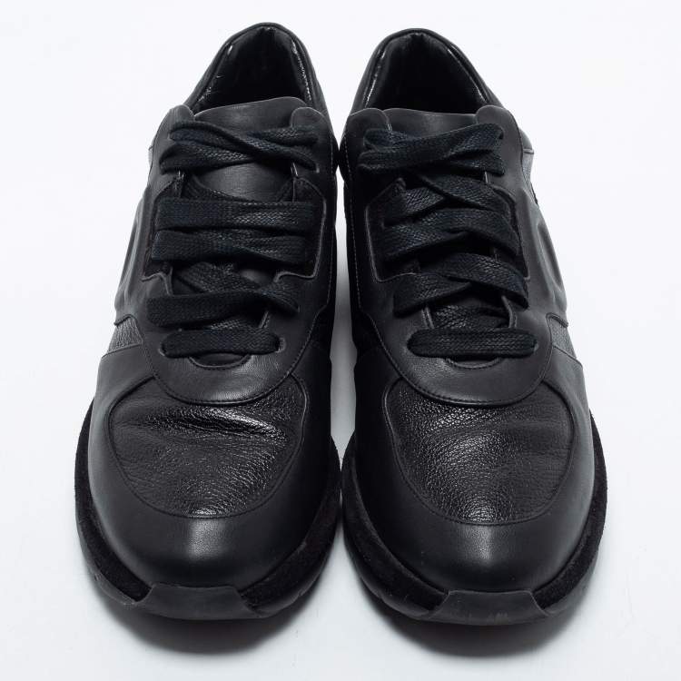 Pre Owned Salvatore Ferragamo Black Leather Low Top Sneakers Size 38