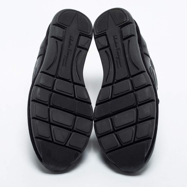 Pre Owned Salvatore Ferragamo Black Leather Low Top Sneakers Size 38