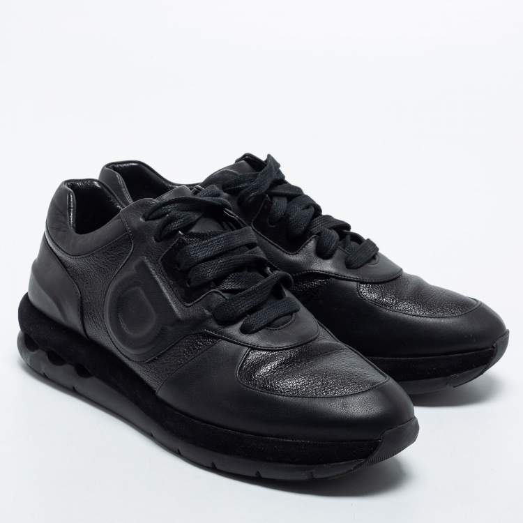 Pre Owned Salvatore Ferragamo Black Leather Low Top Sneakers Size 38