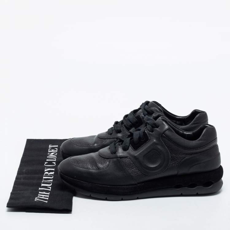 Pre Owned Salvatore Ferragamo Black Leather Low Top Sneakers Size 38
