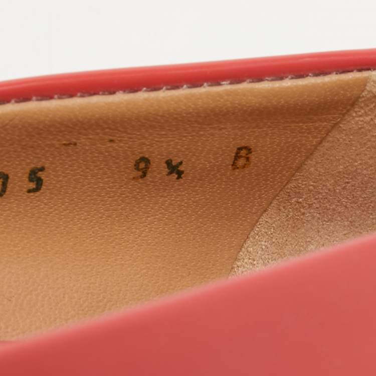 Pre Owned Salvatore Ferragamo Coral Pink Patent Leather Varina Ballet Flats Size 40