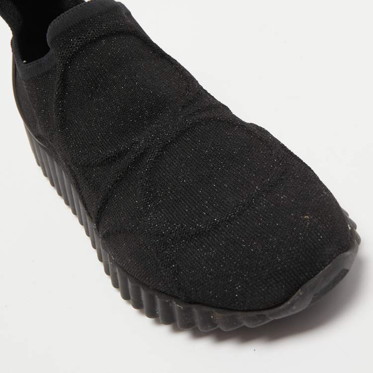 Pre Owned Salvatore Ferragamo Black Fabric Fanny 2 Slip On Sneakers Size 40.5