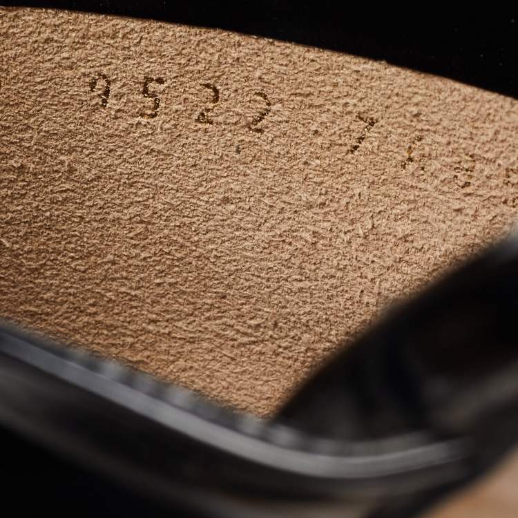 Pre Owned Salvatore Ferragamo Black Patent Leather Vara Bow Block Heel Mules Size 38