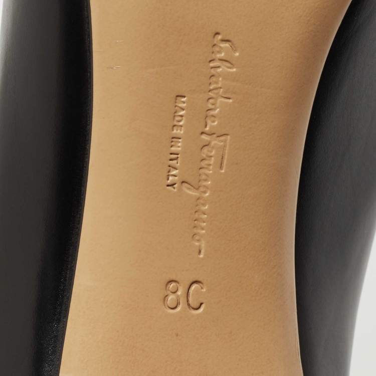 Pre Owned Salvatore Ferragamo Black Leather Pointed Toe Pumps Size 38.5