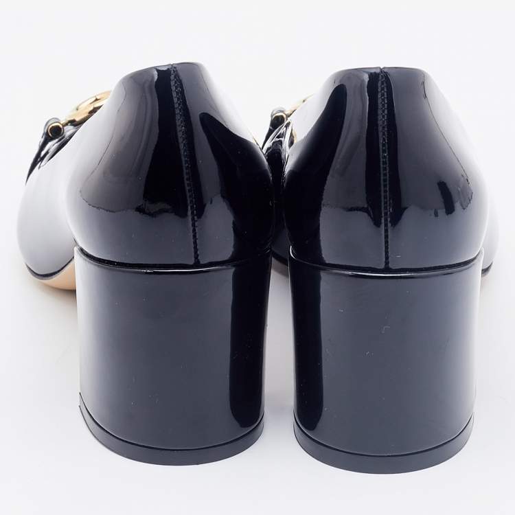 Pre Owned Salvatore Ferragamo Black Patent Leather Garda Gancini Logo Pumps Size 36