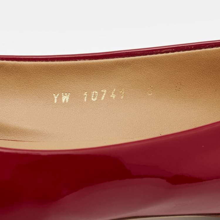 Pre Owned Salvatore Ferragamo Red Patent Leather Varina Ballet Flats Size 38.5