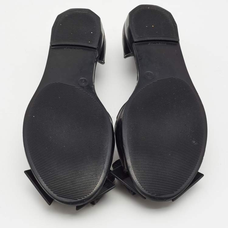Pre Owned Salvatore Ferragamo Black Jelly Barbados Bow Flats Size 37.5