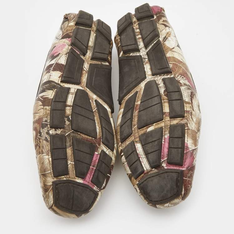 Pre Owned Salvatore Ferragamo Multicolor Flower Printed Leather Bit Slip On Loafers Size 39