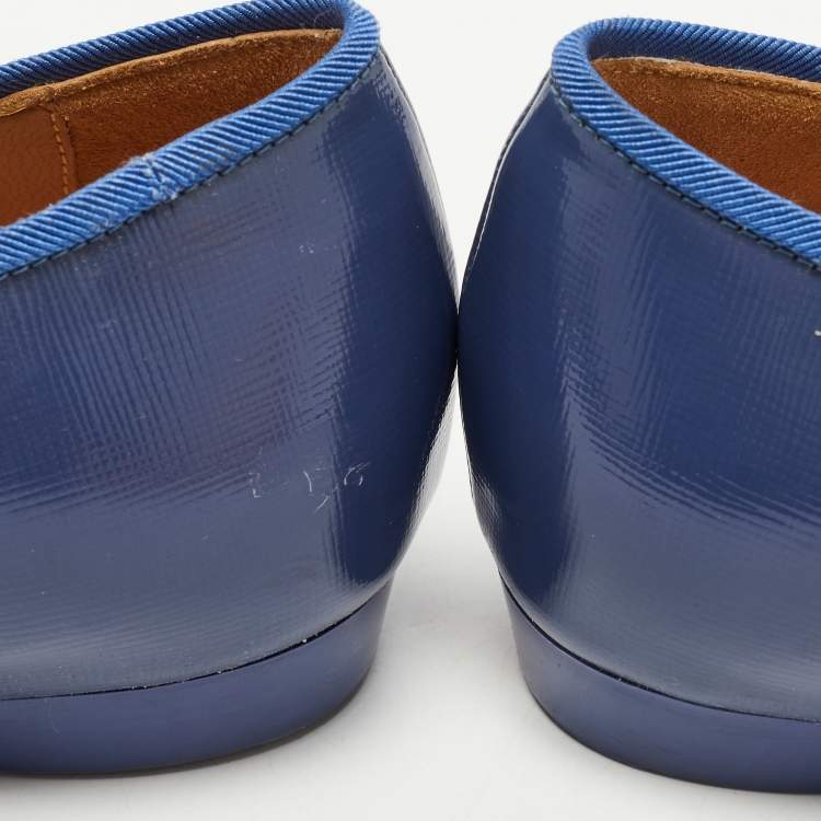 Pre Owned Salvatore Ferragamo Blue Leather Varina Ballet Flats Size 38.5