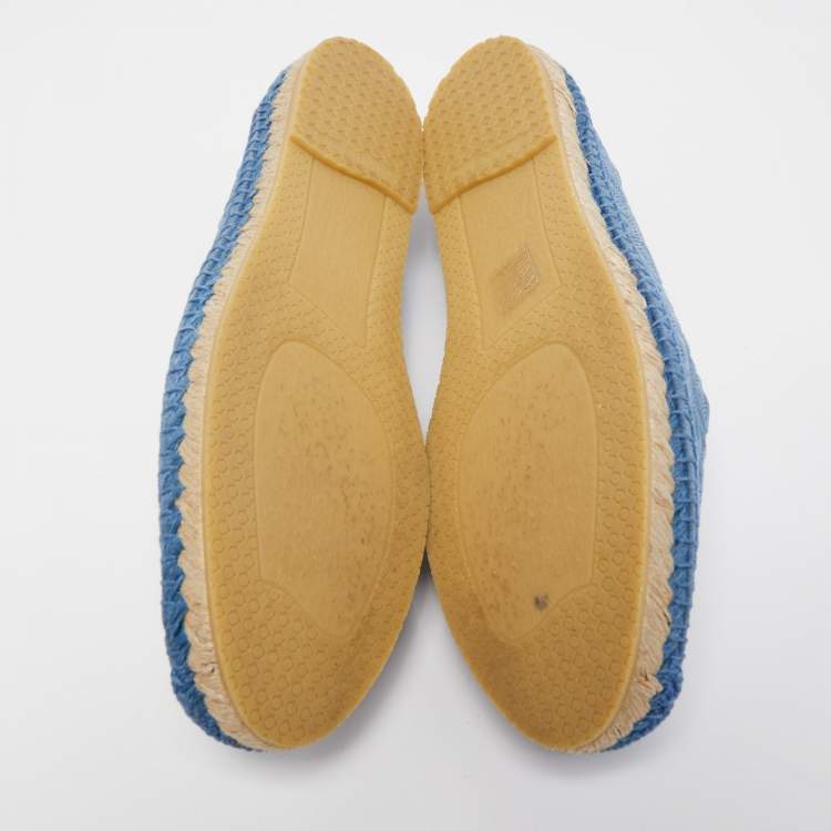 Pre Owned Salvatore Ferragamo Blue Logo Embossed Suede Sue Espadrille Flats Size 41