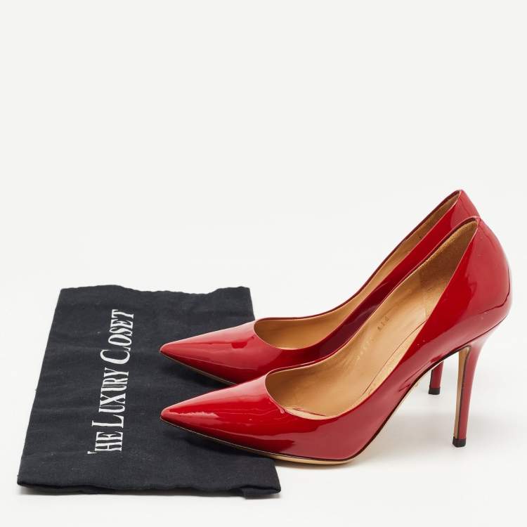 Pre Owned Salvatore Ferragamo Red Patent Leather Susi Pumps Size 38