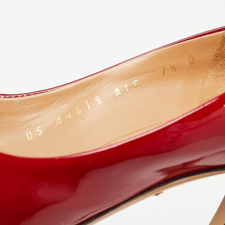 Pre Owned Salvatore Ferragamo Red Patent Leather Susi Pumps Size 38