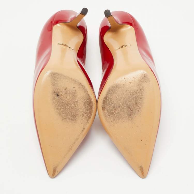 Pre Owned Salvatore Ferragamo Red Patent Leather Susi Pumps Size 38