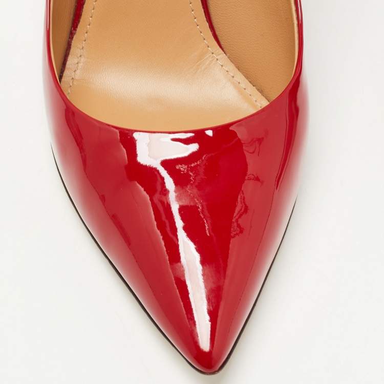 Pre Owned Salvatore Ferragamo Red Patent Leather Susi Pumps Size 38