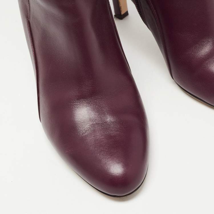 مملوكة مسبقًا Salvatore Ferragamo Burgundy Leather Knee Length Boots Size 39