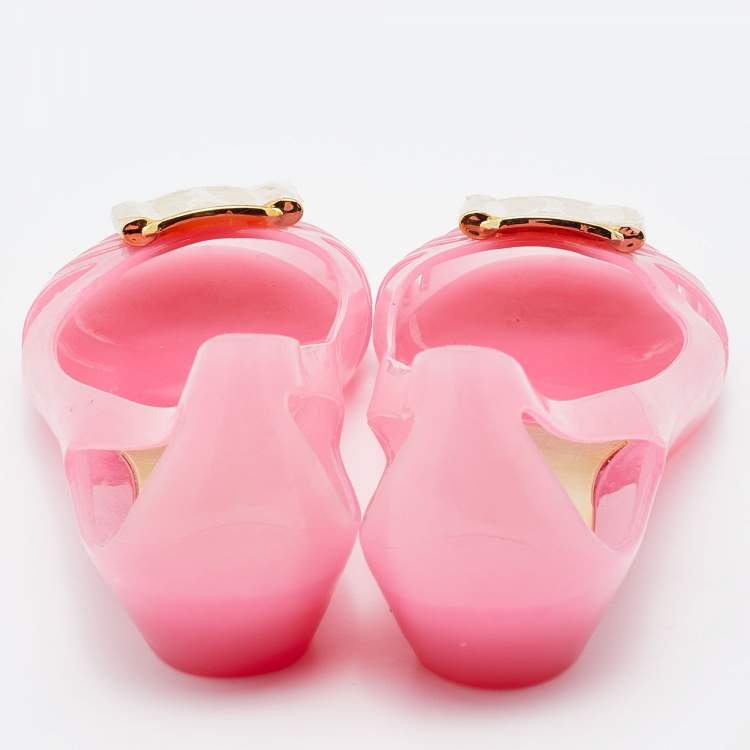 Pre Owned Salvatore Ferragamo Pink Jelly Bermuda Flats Size 40.5