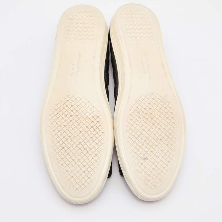 Pre Owned Salvatore Ferragamo Black Quilted Leather Varina Bow Ballet Flats Size 38