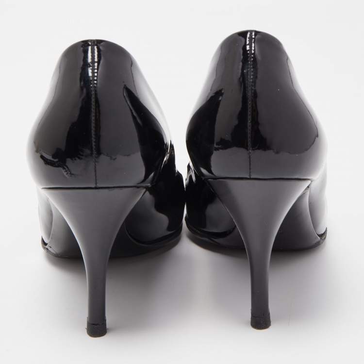 Pre Owned Salvatore Ferragamo Black Patent Leather Vara Bow  Pumps Size 39