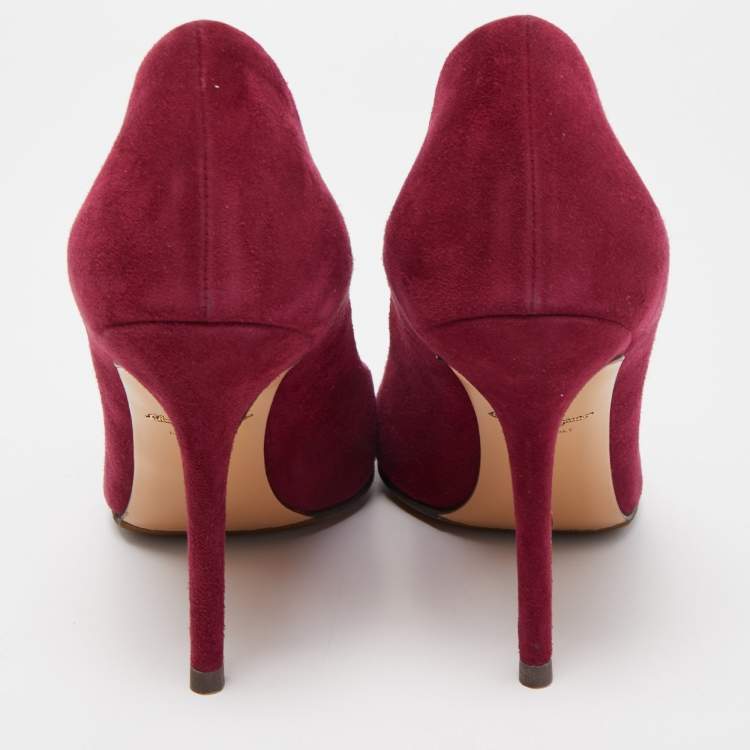 Pre Owned Salvatore Ferragamo Burgundy Suede Pointed Toe Pumps Size 39