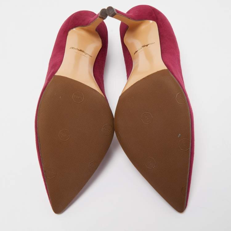 Pre Owned Salvatore Ferragamo Burgundy Suede Pointed Toe Pumps Size 39