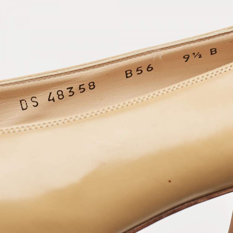 Pre Owned Salvatore Ferragamo Beige Leather Block Heel Pumps Size 40