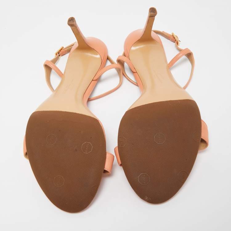 مملوكة مسبقًا Salvatore Ferragamo Orange Leather Ankle Strap Sandals Size 40 
