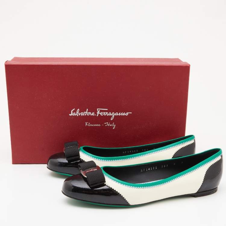 Pre Owned Salvatore Ferragamo Multicolor Patent and Leather Ballet Flats Size 38.5