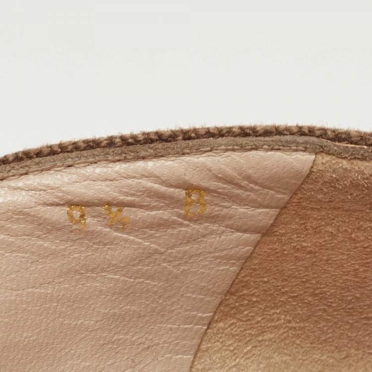 Pre Owned Salvatore Ferragamo Brown Canvas Bow Detailed 'Darly' Espadrille Wedges Size 40